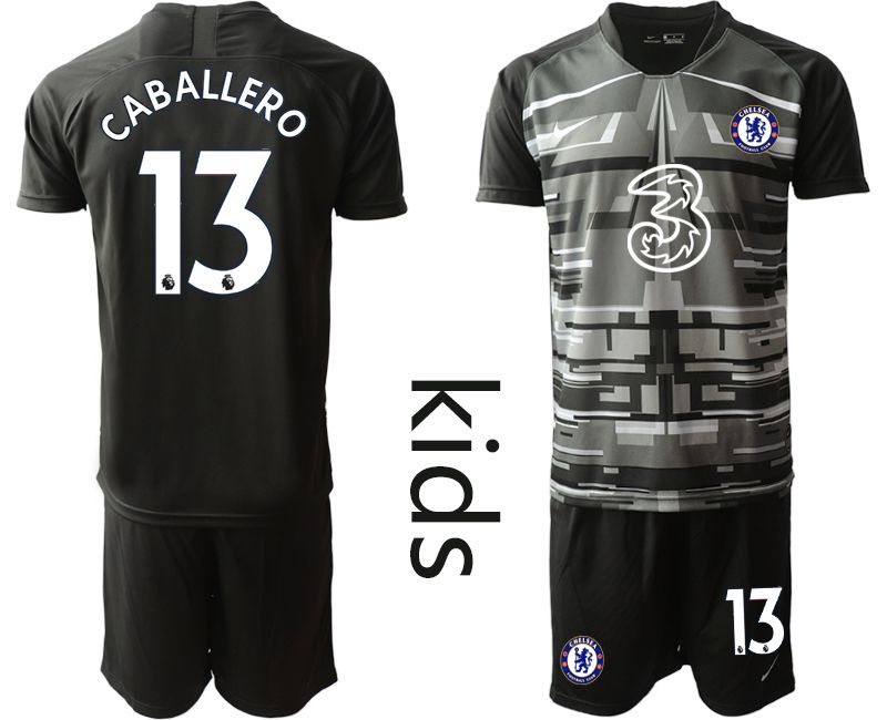 Youth 2020-2021 club Chelsea black goalkeeper #13 Soccer Jerseys